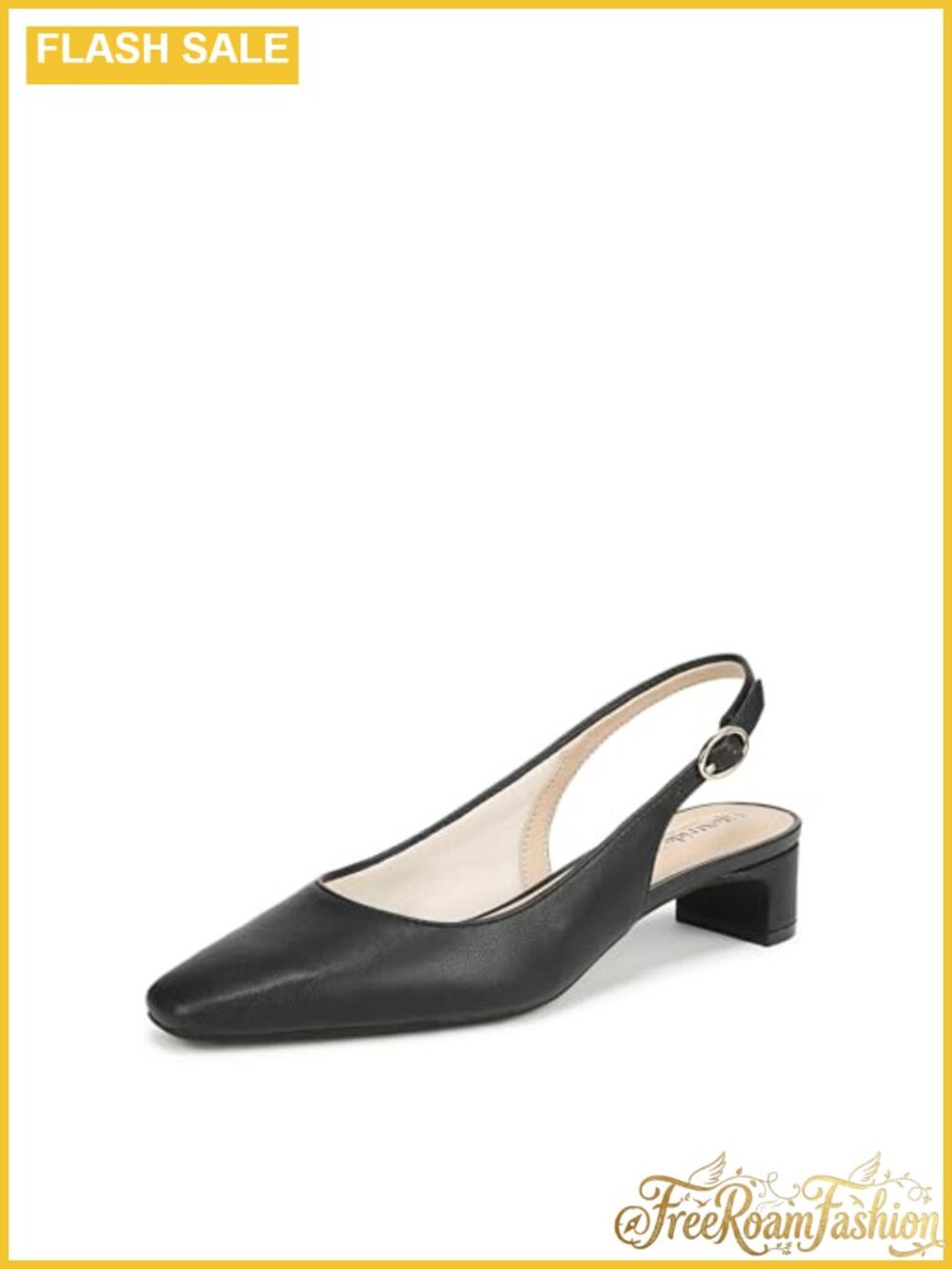 Women's Slingback Block Heel Dress Pump Square Toe Comfort